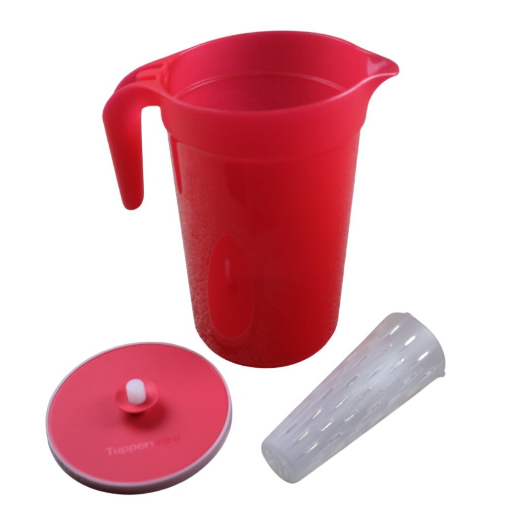 Tupperware Pitcher 1 Gal w Fruit Infuser Insert Large Red 8029A-2 NEW NOS Flaws